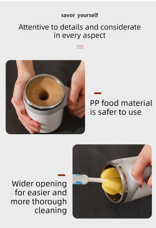 380ML Coffee-Brown Magnetic Self-Stirring Coffee Mug - USB Charging, Leak-Proof Stainless Steel Electric Mixer Cup for Coffee & Milk