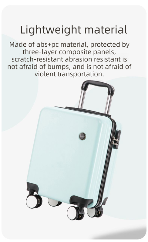 White 14 Inch Lightweight Carry-on Luggage for heights under 1.6m - Underseat & Overhead Cabin Hardside Suitcase