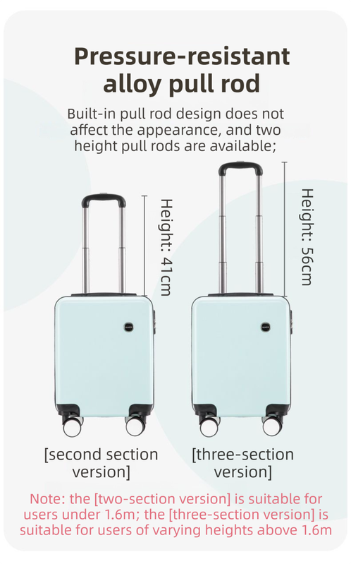 White 14 Inch Lightweight Carry-on Luggage for heights over 1.6m - Underseat & Overhead Cabin Hardside Suitcase