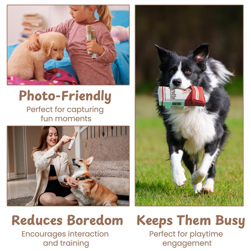 2-Pack Funny Cigarette Box Squeaky Dog Toy - Soft Plush Interactive Molar Toy, Crinkle & Squeak Boredom Breaker