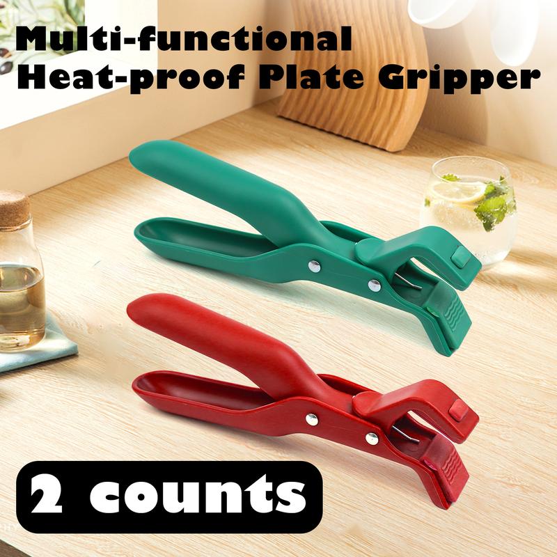 2-Count Non-Slip &amp; Scald Plate Gripper - Heat-Resistant Silicone &amp; Nylon, Kitchen Ergonomic Multi-Functional Lifter