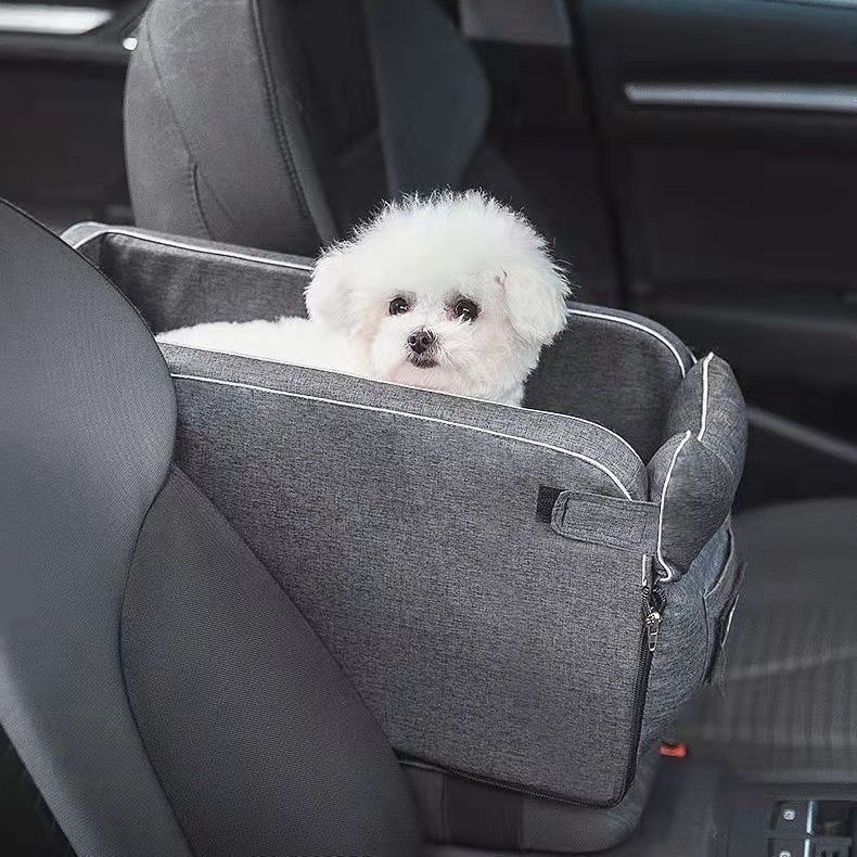 Thickened Pet Car Seat for Center Console(42x20x22CM) - Dog &amp; Cat Booster Travel Safety Bed with Removable Cooling Mat &amp; Handle