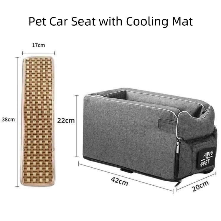 Thickened Pet Car Seat for Center Console(42x20x22CM) - Dog & Cat Booster Travel Safety Bed with Removable Cooling Mat & Handle