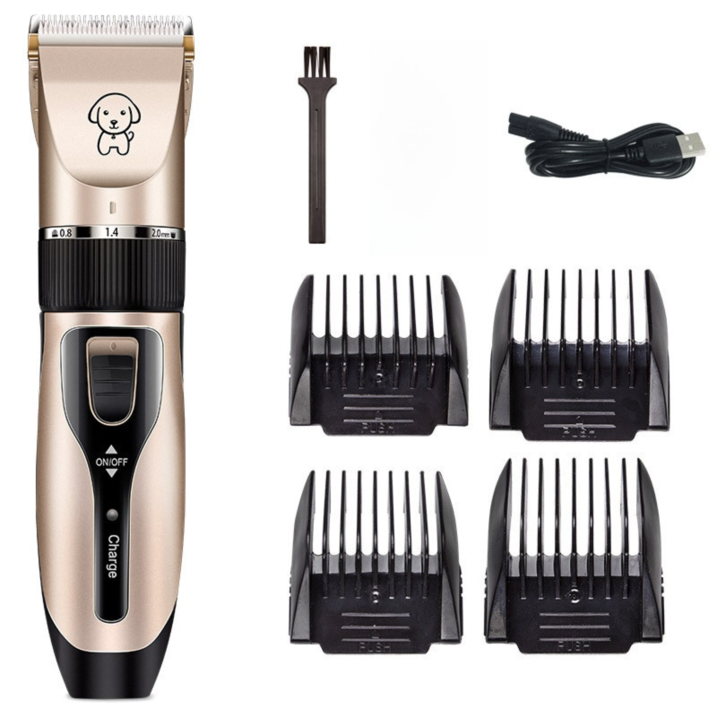 Gold K5 Lightweight Pet Precision Grooming Clipper - USB Rechargable, Low Noise Dog &amp; Cat Hair Trimmer with 5-Level Adjustable Titanium Ceramic Blade &amp; 4*Guide Combs