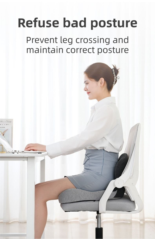 Black-Grey Ergonomic Memory Foam Seat Cushion & Lumbar Support(44x42x32CM) - Relieves Sciatica & Corrects Posture with Breathable Cover