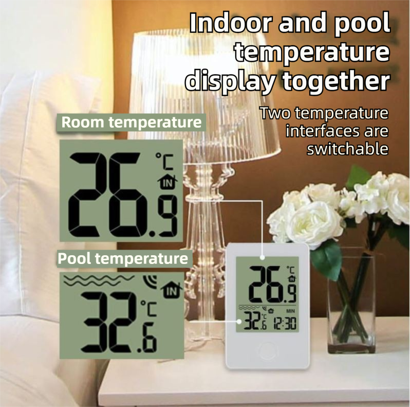 Wireless Pool Thermometer with Indoor Receiver(60M Range) - IPX7 Remote Floating Water Temperature Sensor for Pools, Spas & Hot Tubs