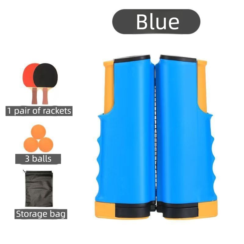Blue Portable Table Tennis Set with 2 Paddles, 3 Balls and Carry Bag - 165cm Retractable Ping Pong Net & Post - Indoor/Outdoor Professional Training Kit