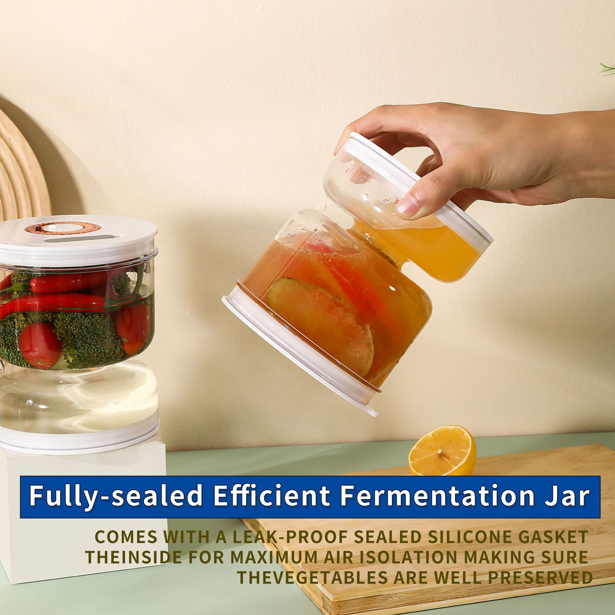 Food-Grade Pickle Hourglass Jar with Strainer Flip - 200ml Compact Kitchen Wet and Dry Separation Container for Olives, Jalapeños & Pickles