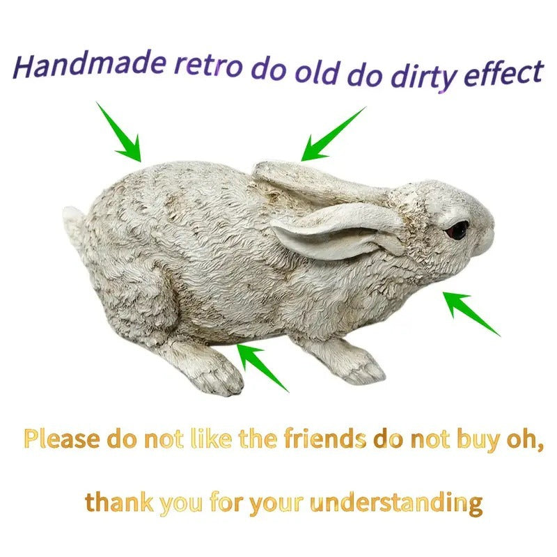 Weather-Resistant Resin Rabbit Garden Statue - Lifelike Animal Decorative Ornament for Gardens & Backyard Landscaping