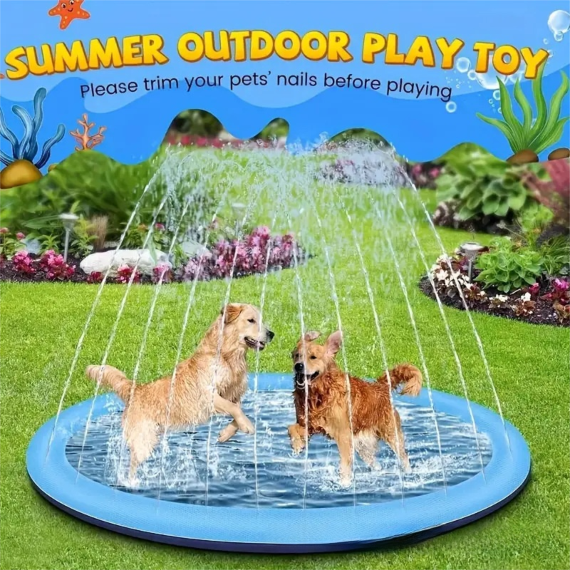 Portable Outdoor 1M Thickened Splash Pad for Pets &amp; Kids - Summer Cooling Fountain for Backyard &amp; Garden