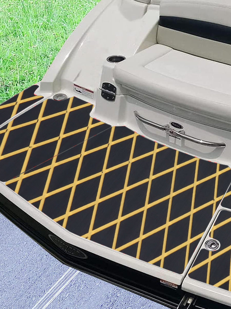 UV Resistant &amp; Waterproof EVA Foam Boat Decking Mat(2400x450x6MM) - Black &amp; Yellow Diamond Marine Grade Non-Slip Flooring with 3M Self-Adhesive