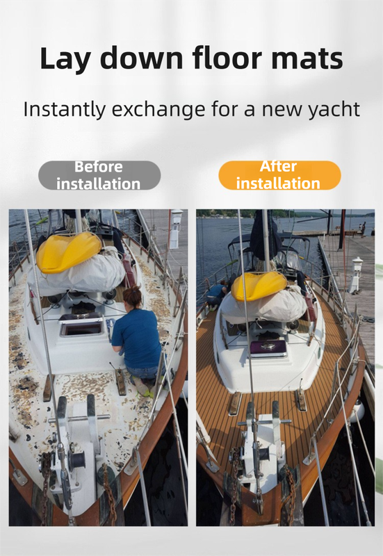 UV Resistant & Waterproof EVA Foam Boat Decking Mat(2400x450x6MM) - Black & Yellow Diamond Marine Grade Non-Slip Flooring with 3M Self-Adhesive