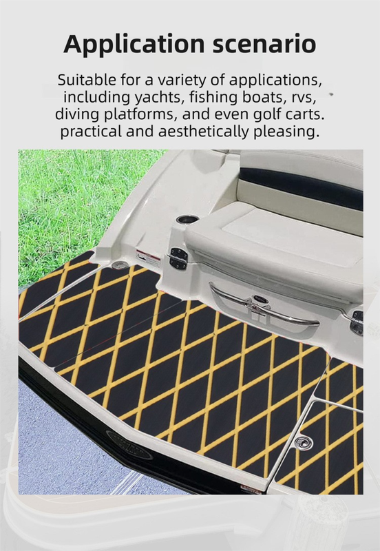UV Resistant & Waterproof EVA Foam Boat Decking Mat(2400x450x6MM) - Black & Yellow Diamond Marine Grade Non-Slip Flooring with 3M Self-Adhesive