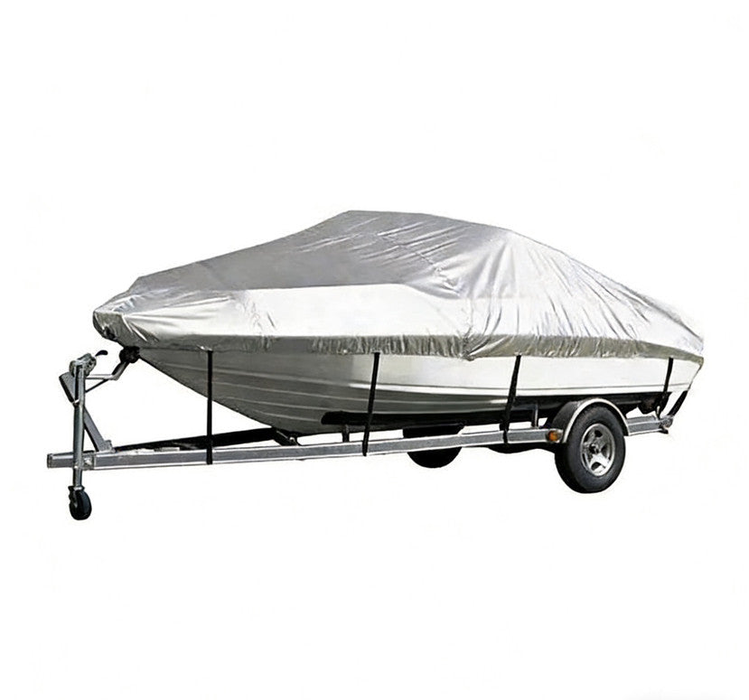 Sliver Heavy-Duty V-Hull Shield for 11 to 13 FT Yachts - All-Weather Water / Dust / UV Resistant 190T Silver Coated  Marine Protector