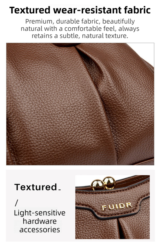 Brown Women's Premium Wear-Resistant Leather Shoulder Bag - Vintage Frame Kiss-Lock Handbag & Crossbody Satchel