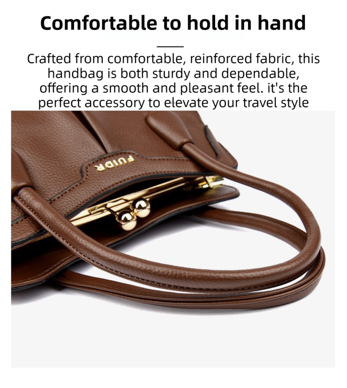 Brown Women's Premium Wear-Resistant Leather Shoulder Bag - Vintage Frame Kiss-Lock Handbag & Crossbody Satchel