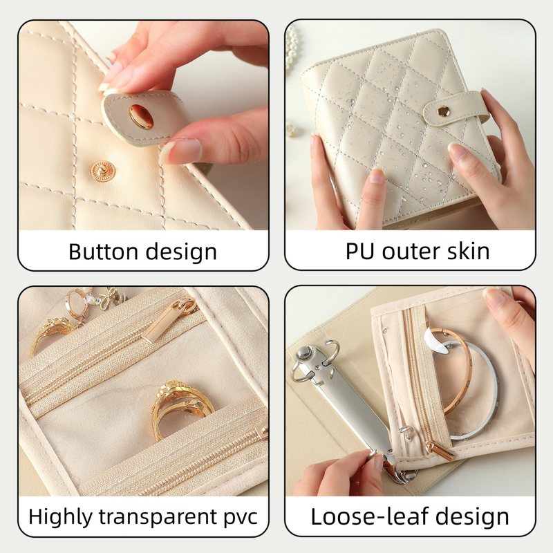 Pink Nappa Leather Anti-Oxidation Jewelry Storage Book with 5 Velvet Pouches - Compact Organizer for Watches, Earrings, Rings & Gold Ornaments