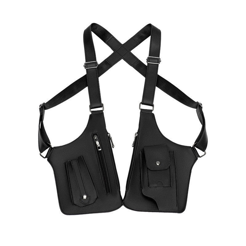 Black Multi-functional Expandable Men's Tactical Chest Rig Bag - Waterproof &amp; Lightweight Retro Underarm Pack