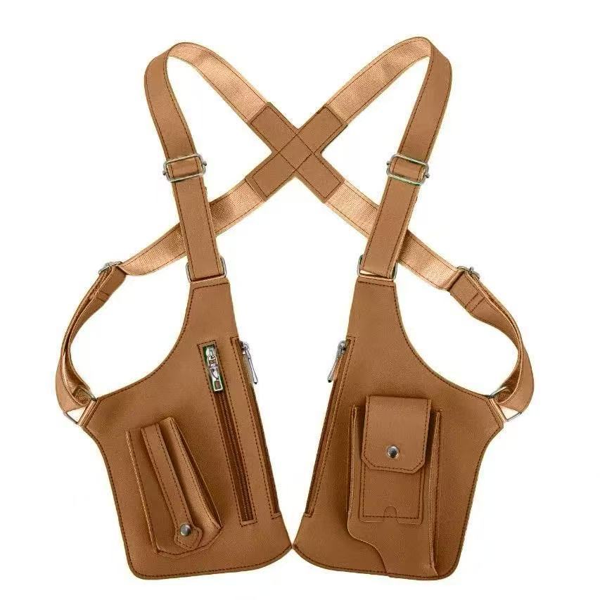 Brown Multi-functional Expandable Men's Tactical Chest Rig Bag - Waterproof &amp; Lightweight Retro Underarm Pack