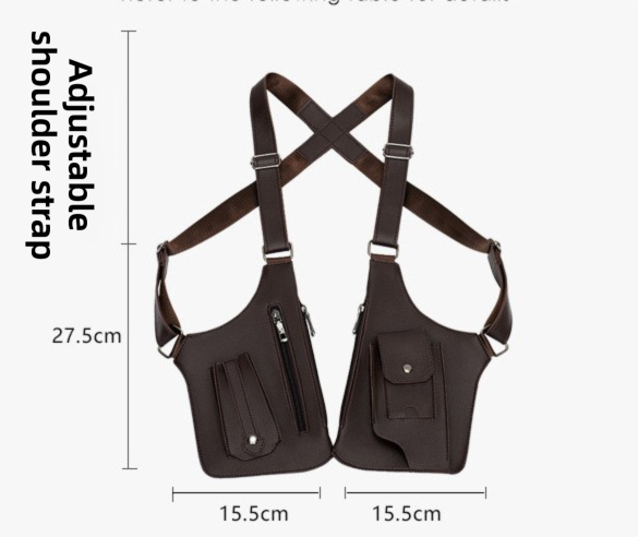 Brown Multi-functional Expandable Men's Tactical Chest Rig Bag - Waterproof & Lightweight Retro Underarm Pack