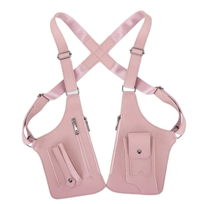 Pink Multi-functional Expandable Men's Tactical Chest Rig Bag - Waterproof & Lightweight Retro Underarm Pack