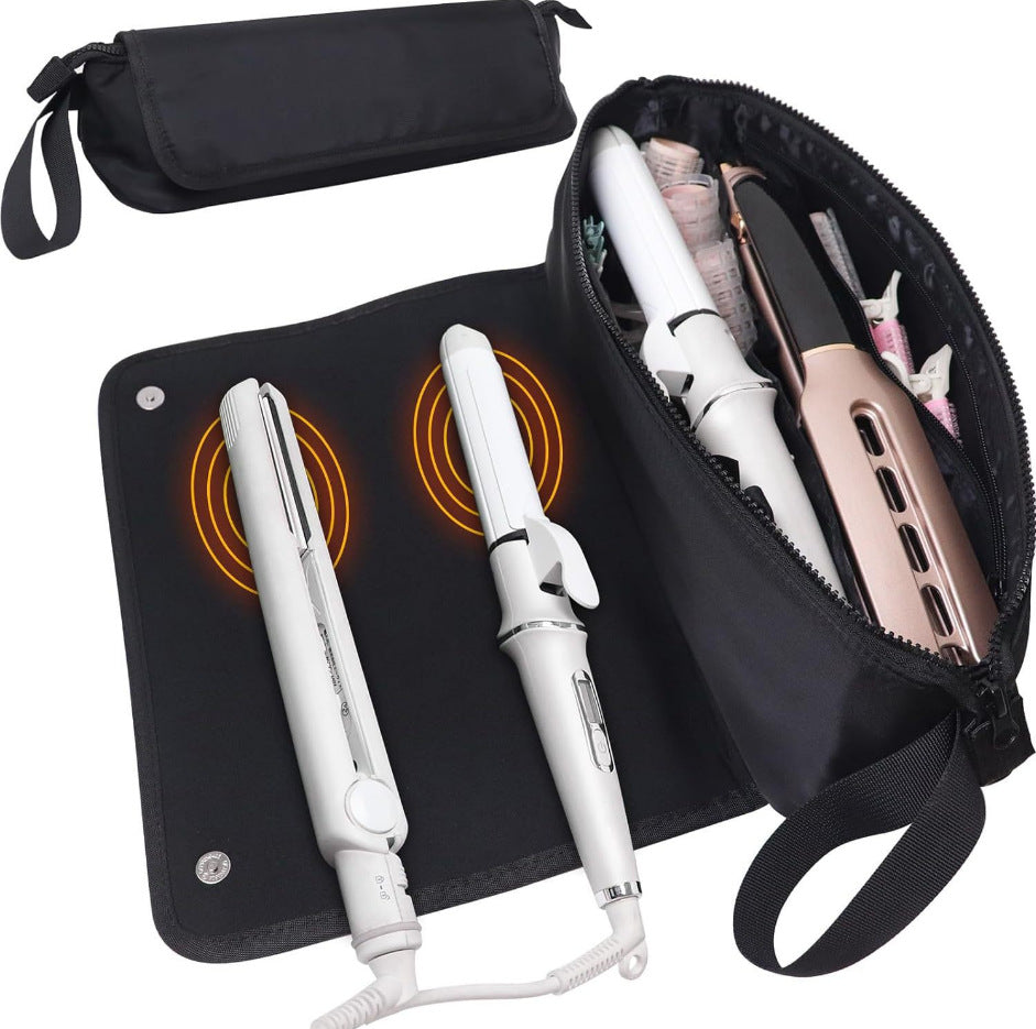 Purple Premium Insulated Roll-Up Travel Case for Hair Styling Tools & Blow Dryers with Muti-Pockets (18x5.5x5 Inch)