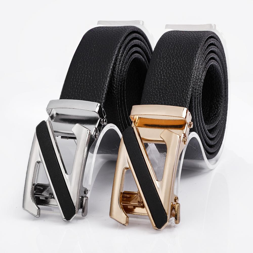 Men's Fashionable Z Style Sliver Automatic Buckle Sleek Business Suit Belt - Adjustable No-Hole Waistband (3.5cm Width & 120cm Length)