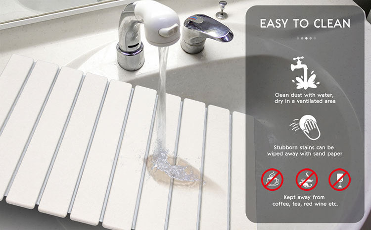 30x40cm Foldable Marble Pattern Kitchen Dish Drainer(Style 3) - Ultra-Absorbent Natural Stone Mat, Fast-Drying & Space-Saving