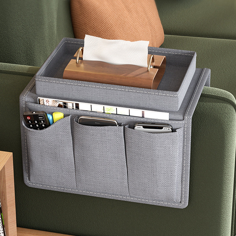 Grey Foldable  Sofa Armrest Organizer With 3-Zones - 20kg Load Capacity, Thickended Oxford Cloth Storage Bag for Dorms, Cars &amp; Living Rooms
