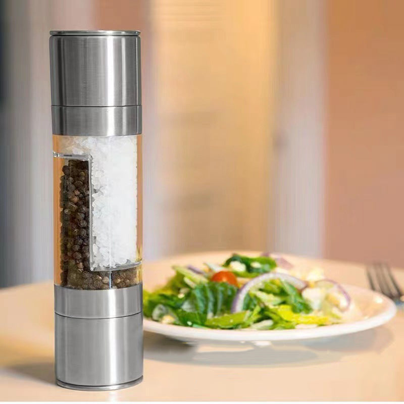 2 Pack 2-in-1 Stainless Steel Manual Spice Grinder Dual Head Salt and Pepper Mill with Adjustable Coarseness for Australian BBQ Kitchen and Travel