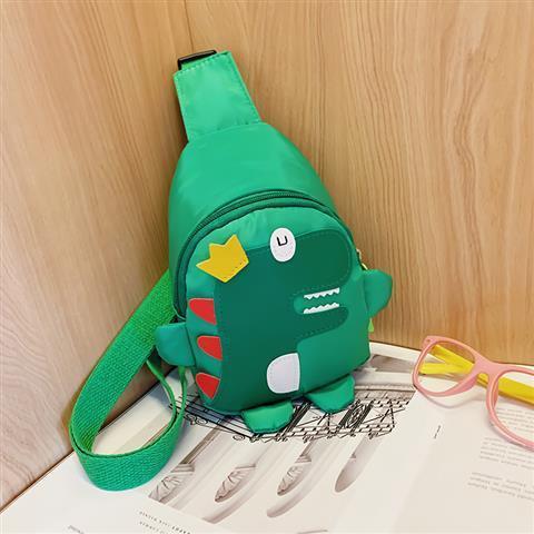 Green Kids Cartoon Dinosaur Chest Bag Cute Lightweight Nylon Crossbody Shoulder Pack for Toddlers Outings and Travel New Arrival Gift