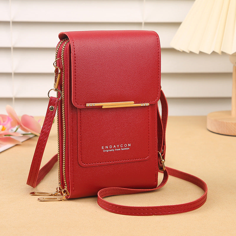 Red Touch Screen Crossbody Phone Bag for Women Small Shoulder Purse with Dual Zippers and Card Slots Compact Travel Pouch Australian Lifestyle