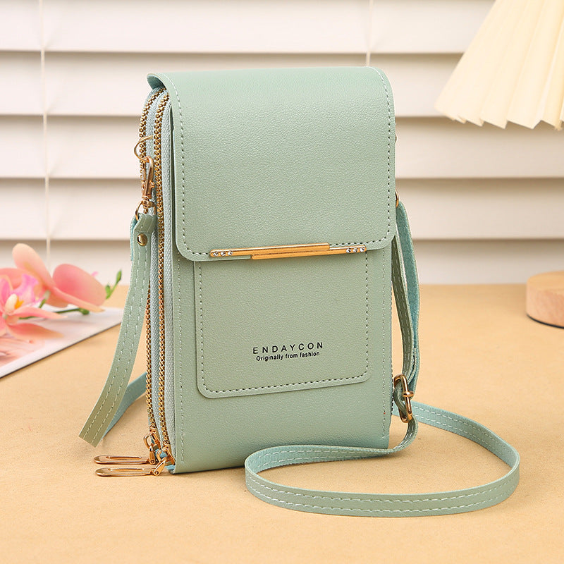 Green Touch Screen Crossbody Phone Bag for Women Small Shoulder Purse with Dual Zippers and Card Slots Compact Travel Pouch Australian Lifestyle