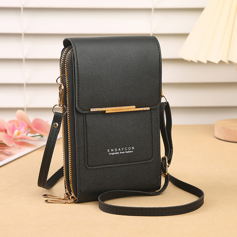 Black Touch Screen Crossbody Phone Bag for Women Small Shoulder Purse with Dual Zippers and Card Slots Compact Travel Pouch Australian Lifestyle