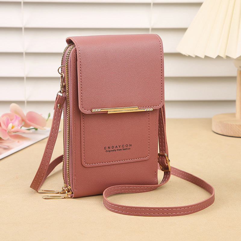 Dark pink Touch Screen Crossbody Phone Bag for Women Small Shoulder Purse with Dual Zippers and Card Slots Compact Travel Pouch Australian Lifestyle