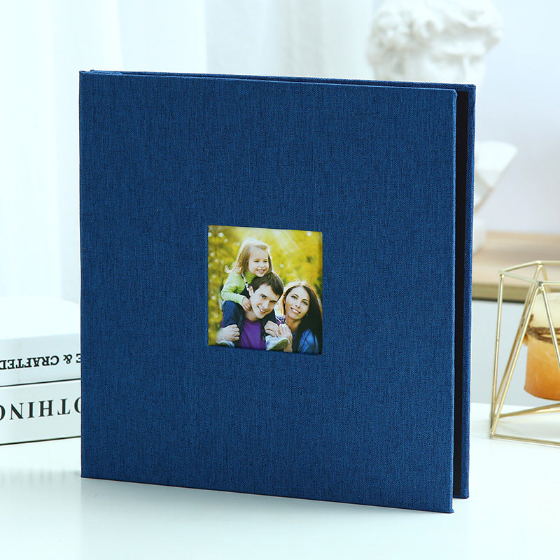 Navy blue Linen Self-Adhesive Photo Album DIY Scrapbook with Cover Window 11x10.6 Inch for Family Wedding Travel Memories Preservation Australian Home