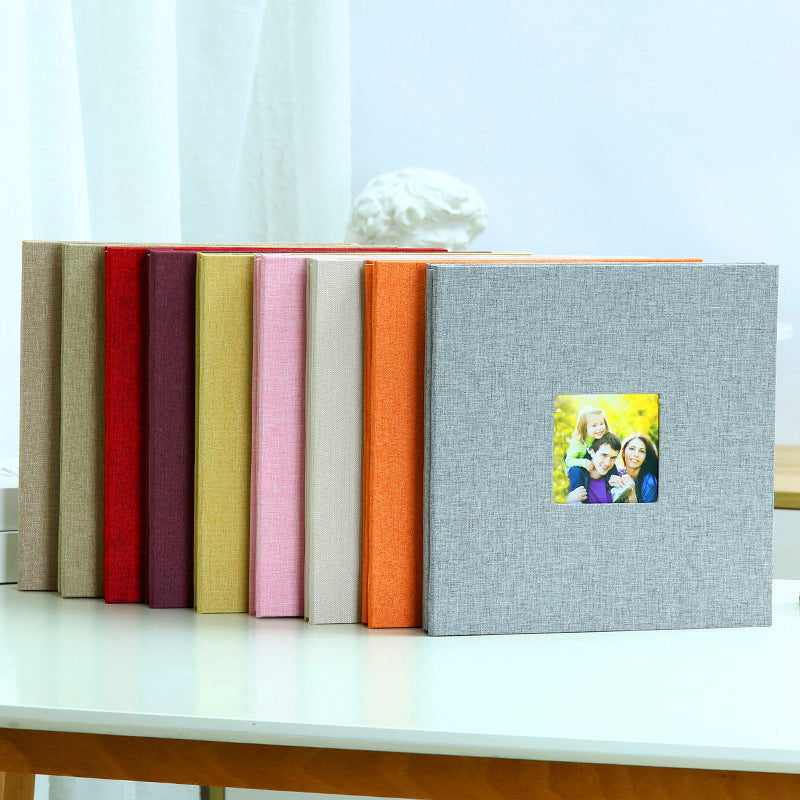 Pink Linen Self-Adhesive Photo Album DIY Scrapbook with Cover Window 11x10.6 Inch for Family Wedding Travel Memories Preservation Australian Home