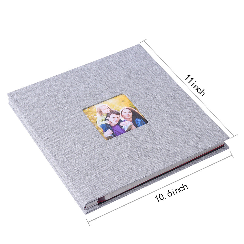Pink Linen Self-Adhesive Photo Album DIY Scrapbook with Cover Window 11x10.6 Inch for Family Wedding Travel Memories Preservation Australian Home