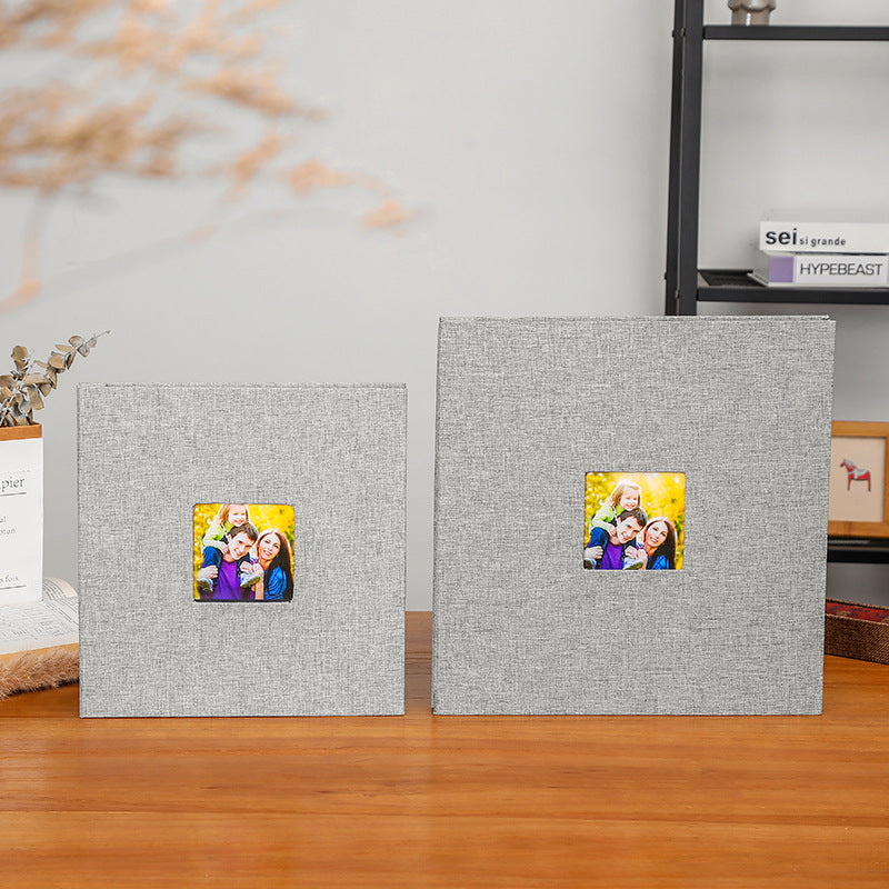 Beige Linen Self-Adhesive Photo Album DIY Scrapbook with Cover Window 11x10.6 Inch for Family Wedding Travel Memories Preservation Australian Home