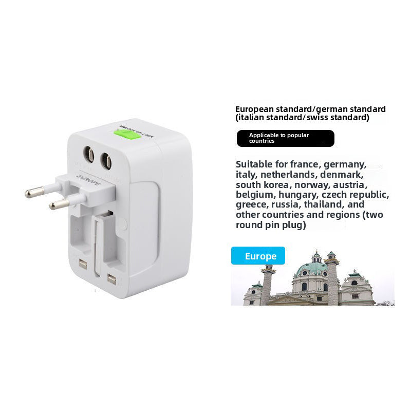 2-PCS White Universal Travel Adapter Global Power Plug Converter for UK EU US AU with USB Charging Ports Compact All-in-One International Australian Travel Essential