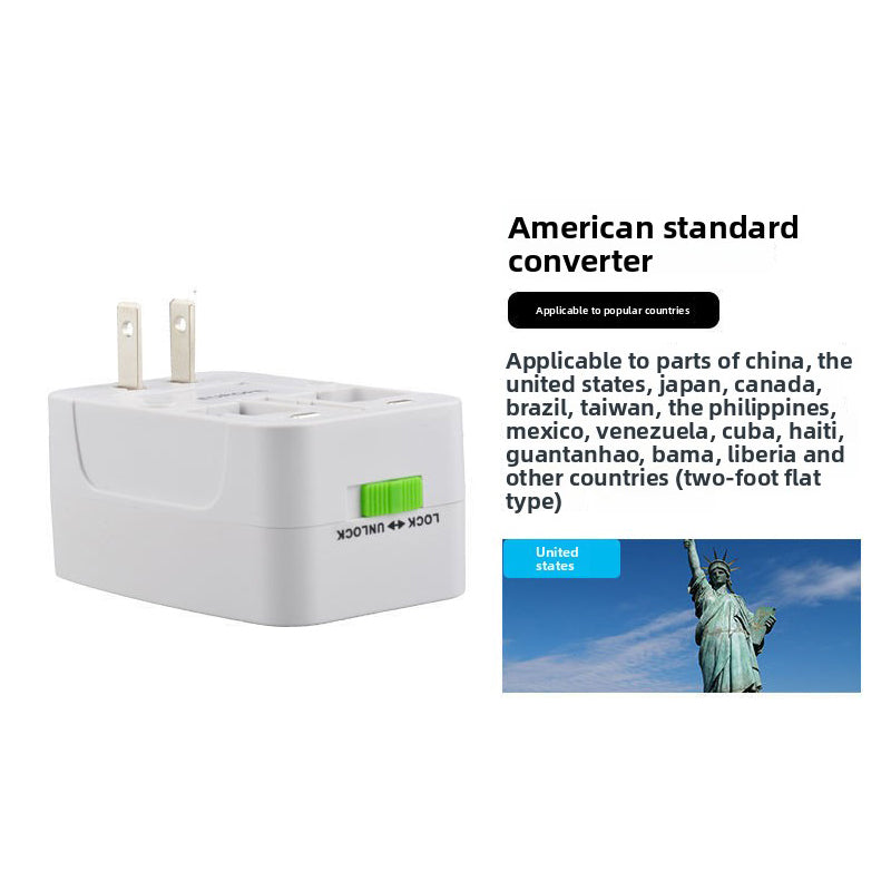 2-PCS White Universal Travel Adapter with 2 USB Ports All-in-One International Plug Converter for UK EU US AU International Australian Travel Essential
