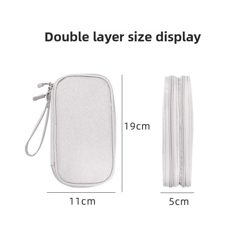 2-PCS Black Double Layer Travel Electronics Organizer Bag Waterproof Cable Pouch for Power Bank and Phone Portable Storage for Australians