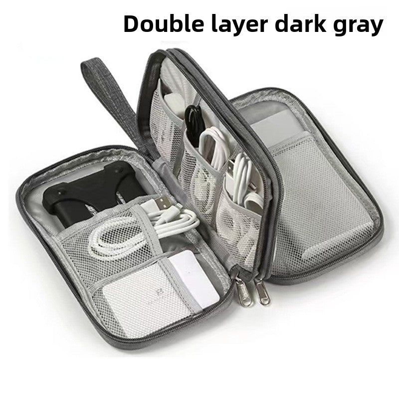 2-PCS Dark Grey Double Layer Travel Electronics Organizer Bag Waterproof Cable Pouch for Power Bank and Phone Portable Storage for Australians