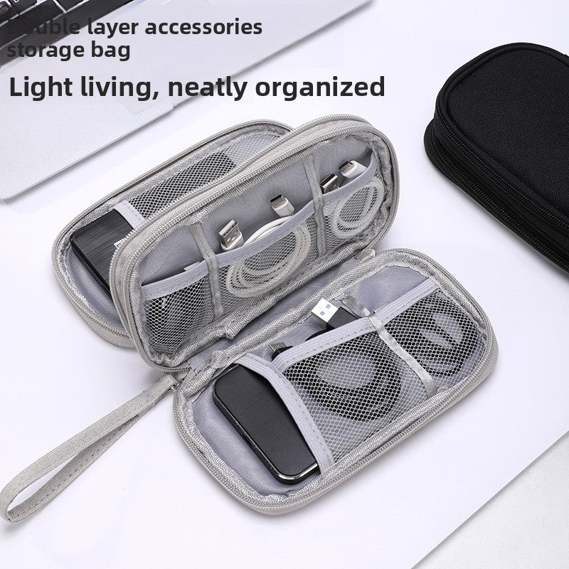 2-PCS Pink Double Layer Travel Electronics Organizer Bag Waterproof Cable Pouch for Power Bank and Phone Portable Storage for Australians