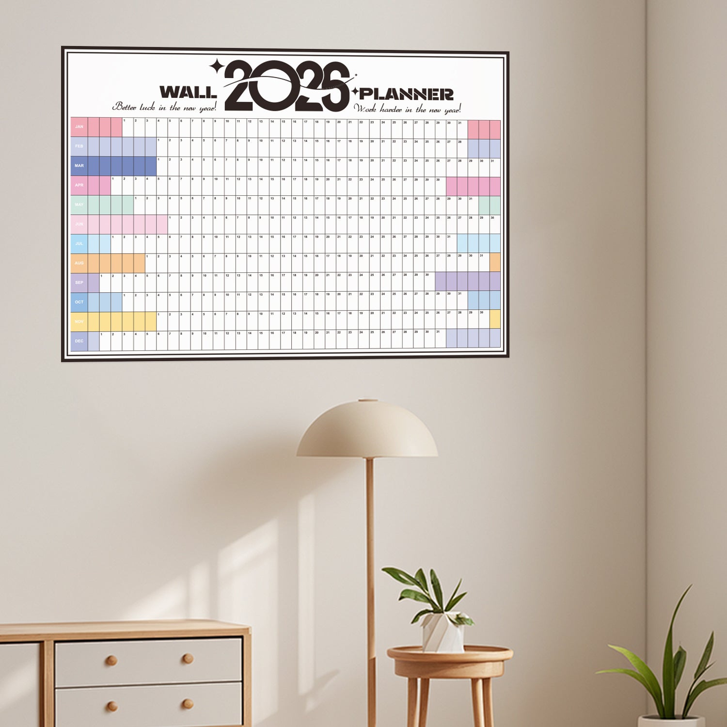 2026 Wall Planner Calendar with Stickers and Double-Sided Tape – 742 x 525 mm for Home, Office or Study in Australia