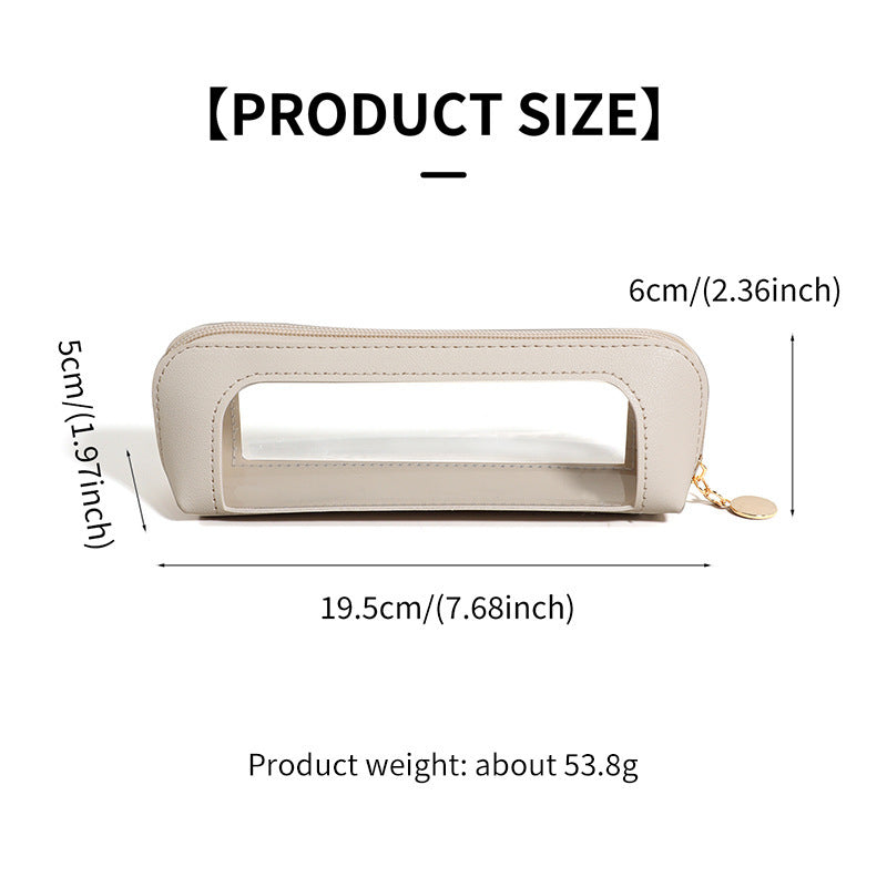 2-Pcs Brown Transparent Makeup Brush Case – Portable Zippered Cosmetic Pouch with Clear Window for Travel and Daily Use in Australia