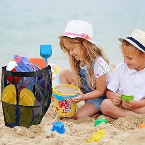 2-PCS Rose red Mesh Beach Tote Bag – Large Capacity Swim Gear Organizer with Multiple Pockets for Shoes, Swimsuits, and Essentials
