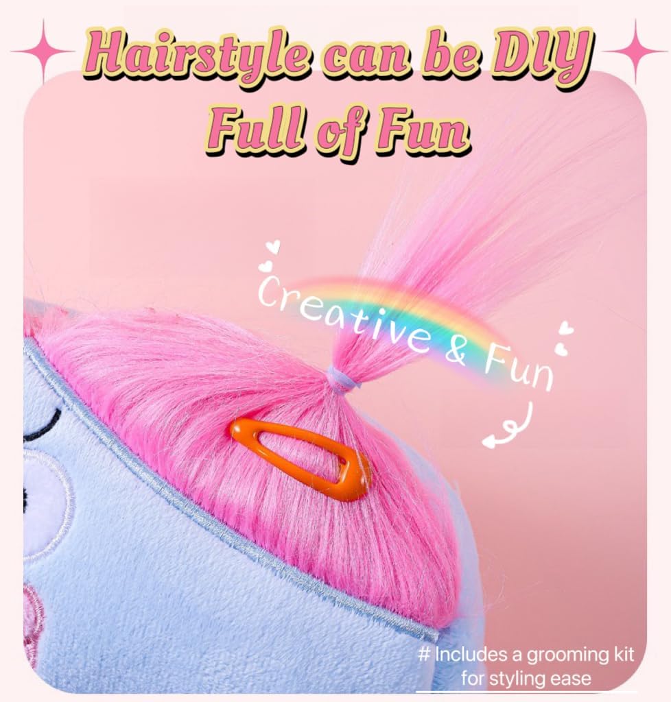 Purple Funny Plush Big Eye Monster Pencil Case with DIY Messy Hair Large Capacity Stationery Pouch for Australian Students and School Gift