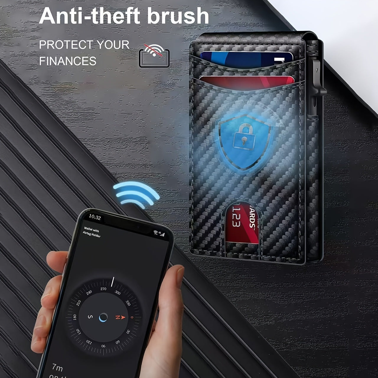 Carbon Fiber Slim Bifold Wallet for Men with RFID Blocking Pop-up Card Ejector and Magnetic Closure Minimalist Design for Australian Daily Use