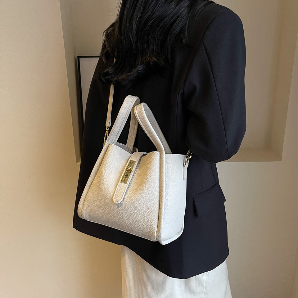 Beige Retro 2-Piece Women's Bucket Bag Set with Removable Inner Pouch PU Leather Crossbody Handbag and Fashionable Tote for Australian Everyday Use